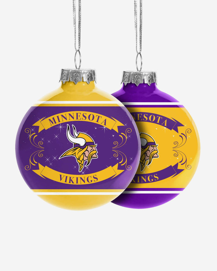 Minnesota Vikings 2 Pack Ball Ornament Set FOCO - FOCO.com