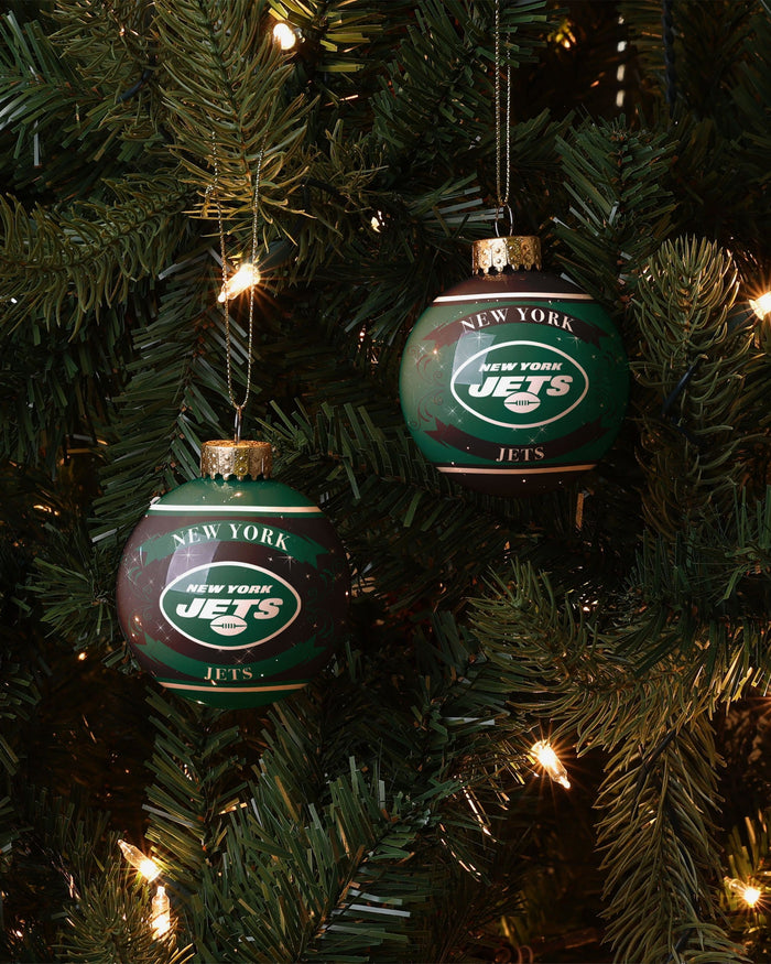 New York Jets 2 Pack Ball Ornament Set FOCO - FOCO.com