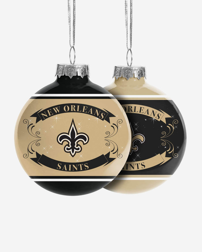 New Orleans Saints 2 Pack Ball Ornament Set FOCO - FOCO.com