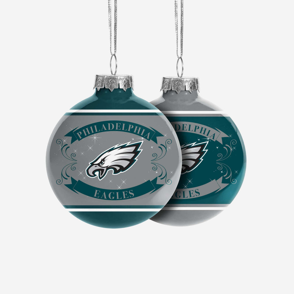 Philadelphia Eagles 2 Pack Ball Ornament Set FOCO - FOCO.com