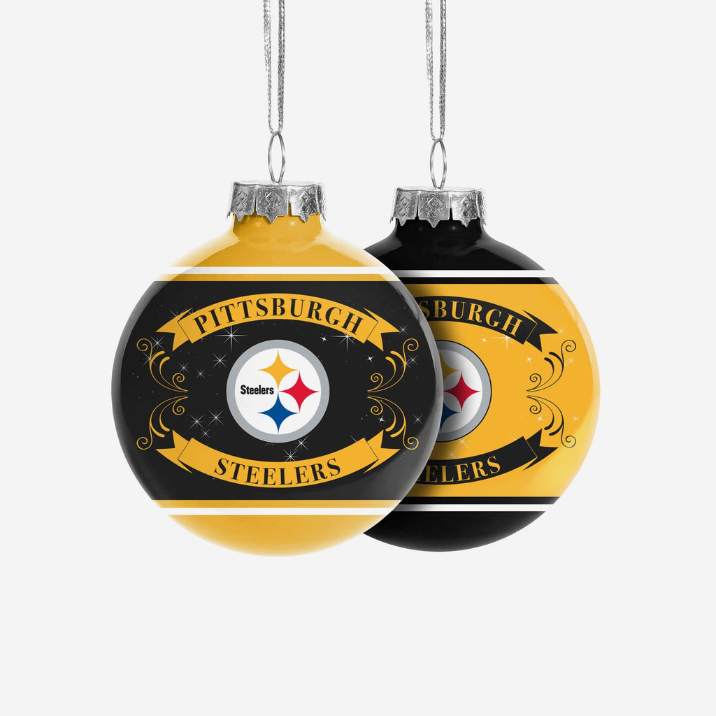 Pittsburgh Steelers 2 Pack Ball Ornament Set FOCO - FOCO.com