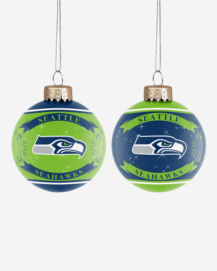 Seattle Seahawks 2 Pack Ball Ornament Set FOCO - FOCO.com
