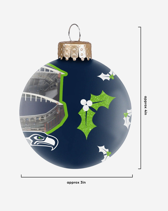 Seattle Seahawks Stadium Print Glass Ball Ornament FOCO - FOCO.com