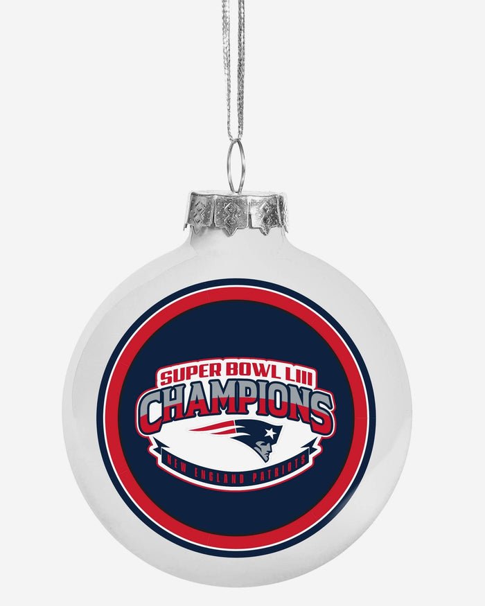 New England Patriots Super Bowl LIII Champions Glass Ball Ornament FOCO - FOCO.com