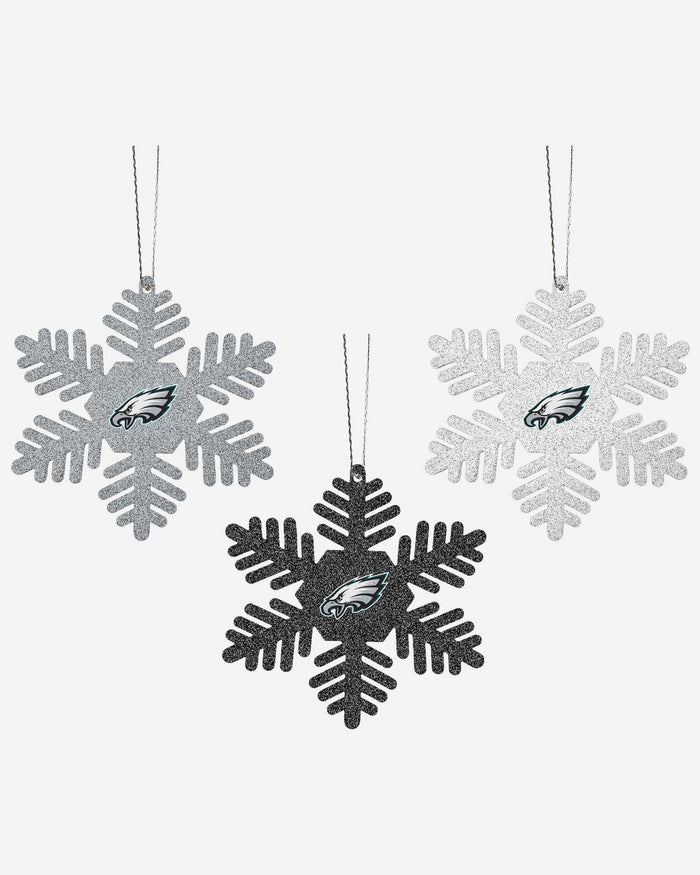 Philadelphia Eagles 3 Pack Metal Glitter Snowflake Ornament FOCO - FOCO.com