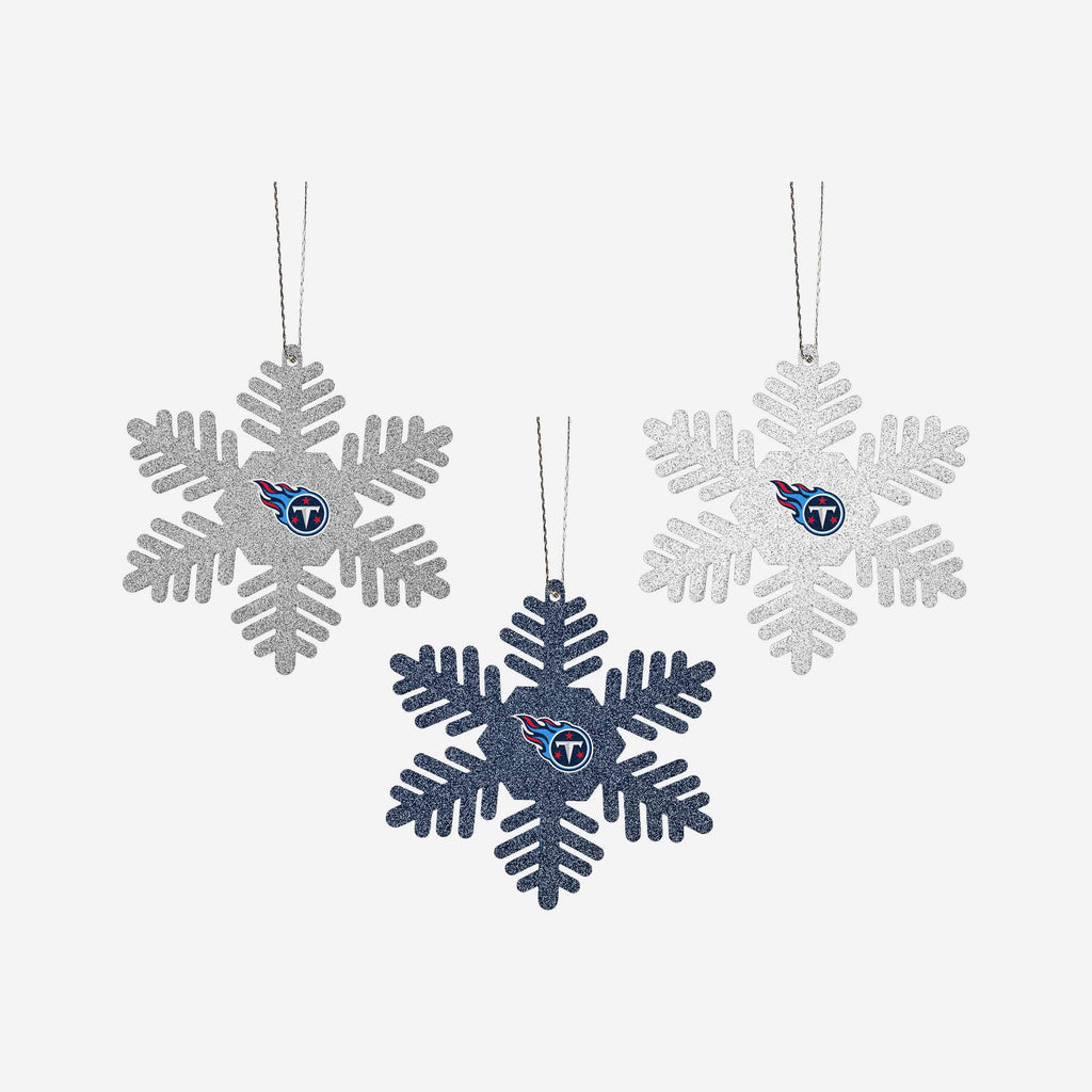 Tennessee Titans 3 Pack Metal Glitter Snowflake Ornament FOCO - FOCO.com