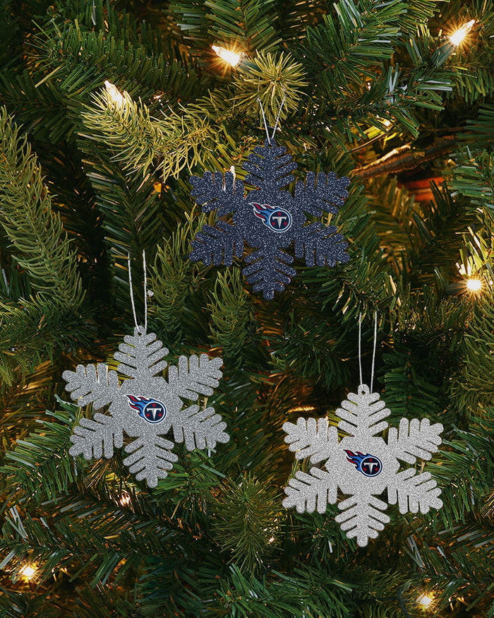 Tennessee Titans 3 Pack Metal Glitter Snowflake Ornament FOCO - FOCO.com