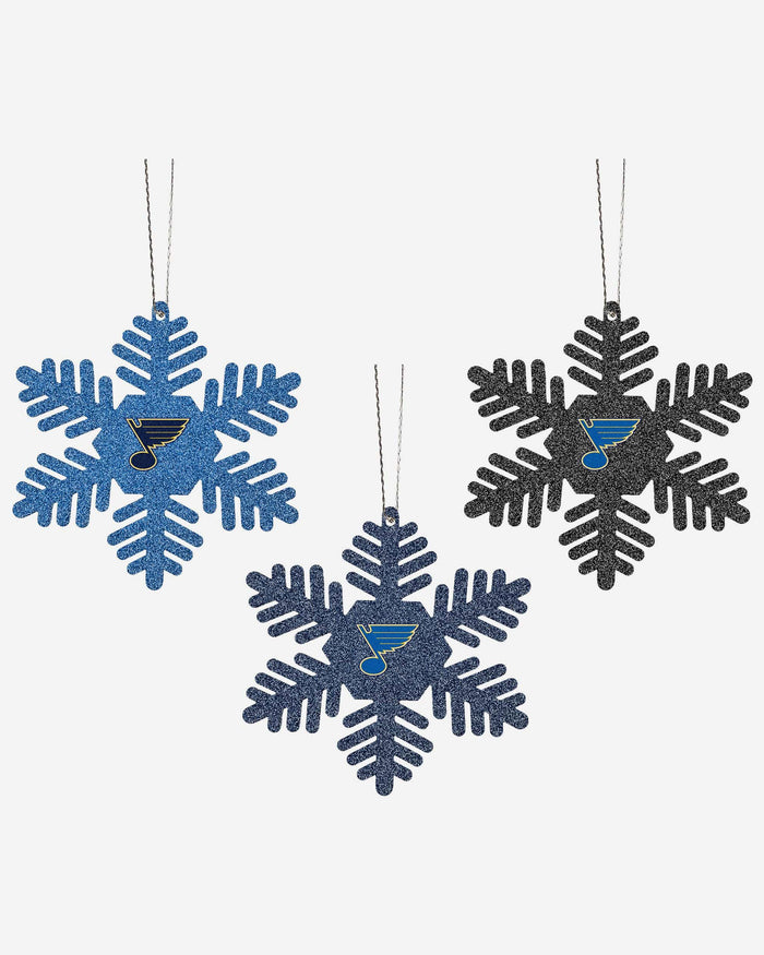 St Louis Blues 3 Pack Metal Glitter Snowflake Ornament FOCO - FOCO.com