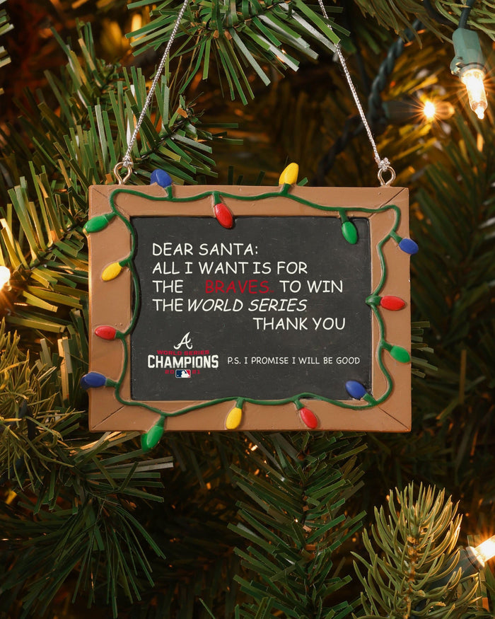 Atlanta Braves 2021 World Series Champions Resin Chalkboard Sign Ornament FOCO - FOCO.com