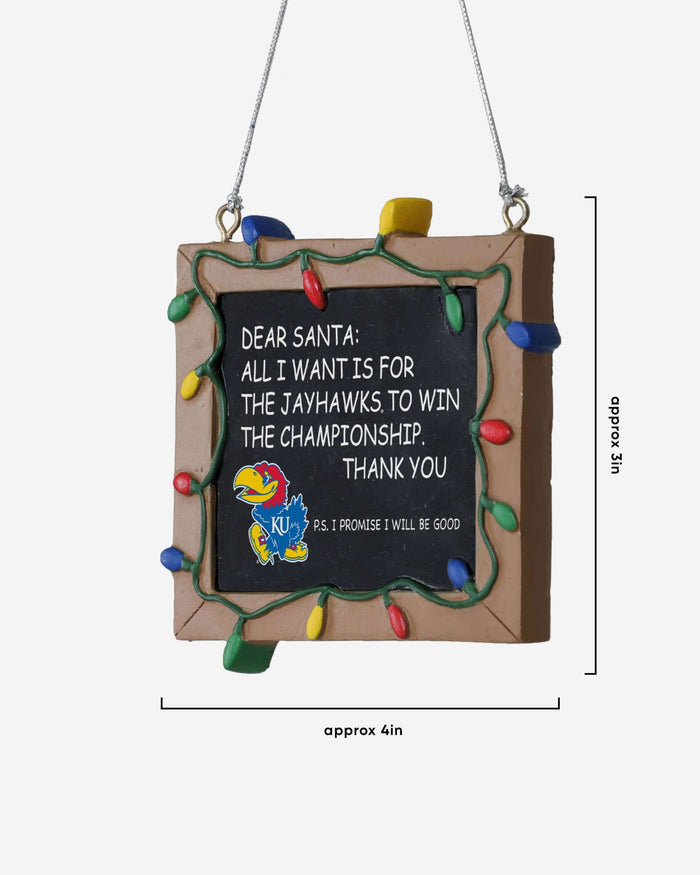 Kansas Jayhawks Chalkboard Sign Ornament FOCO - FOCO.com