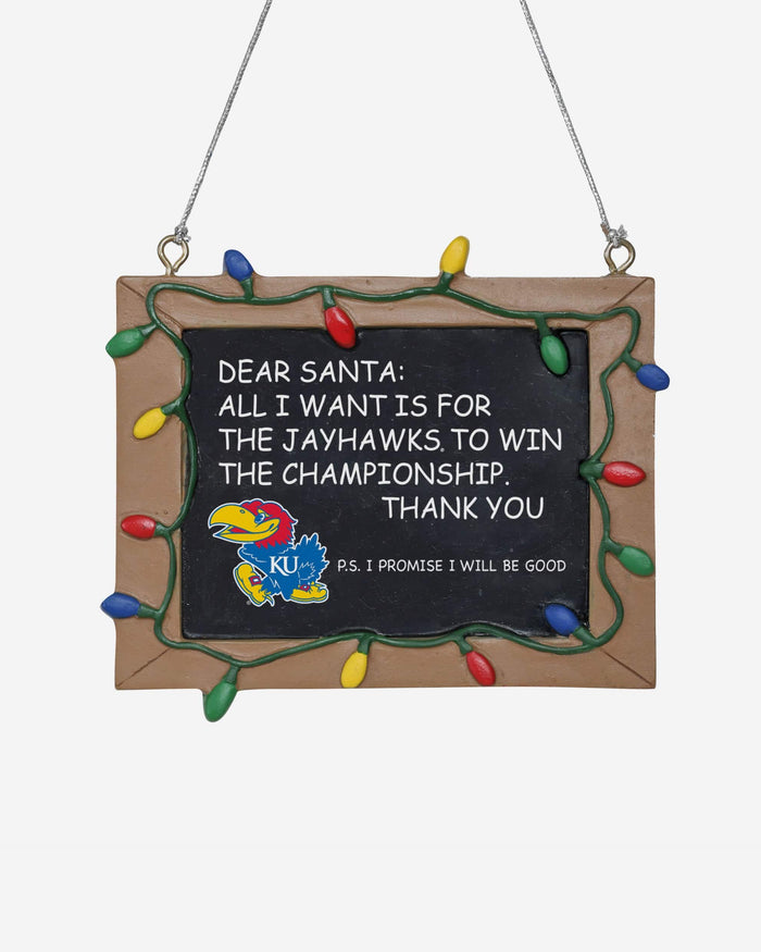 Kansas Jayhawks Chalkboard Sign Ornament FOCO - FOCO.com