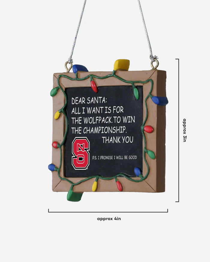 NC State Wolfpack Chalkboard Sign Ornament FOCO - FOCO.com