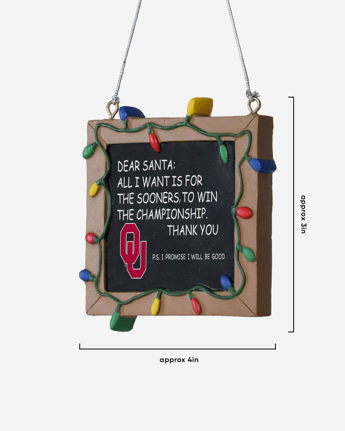 Oklahoma Sooners Resin Chalkboard Sign Ornament FOCO - FOCO.com