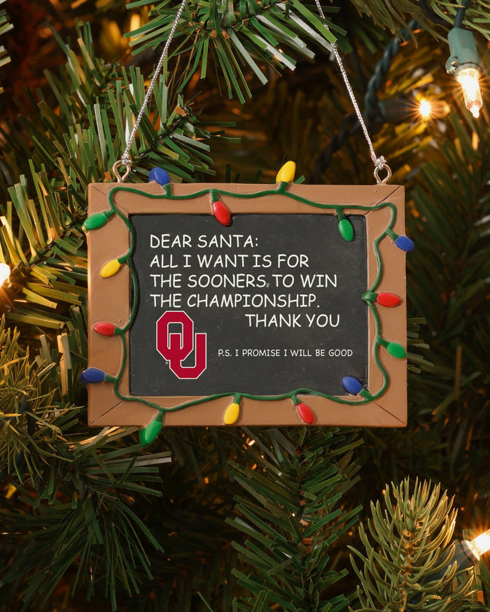 Oklahoma Sooners Resin Chalkboard Sign Ornament FOCO - FOCO.com