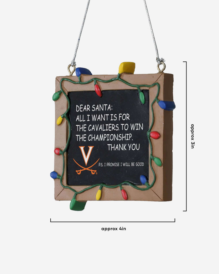Virginia Cavaliers Chalkboard Sign Ornament FOCO - FOCO.com