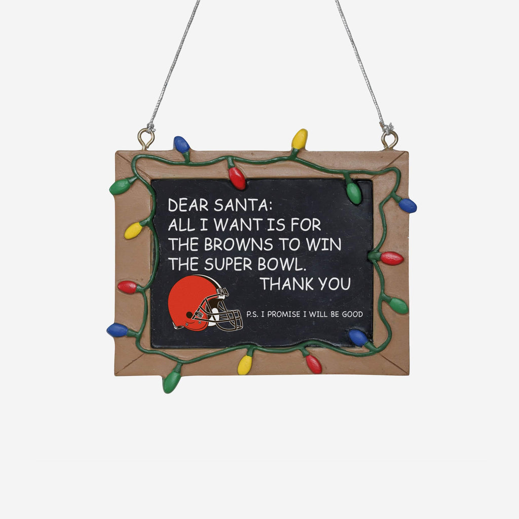 Cleveland Browns Holiday Resin Chalkboard Sign Ornament FOCO - FOCO.com