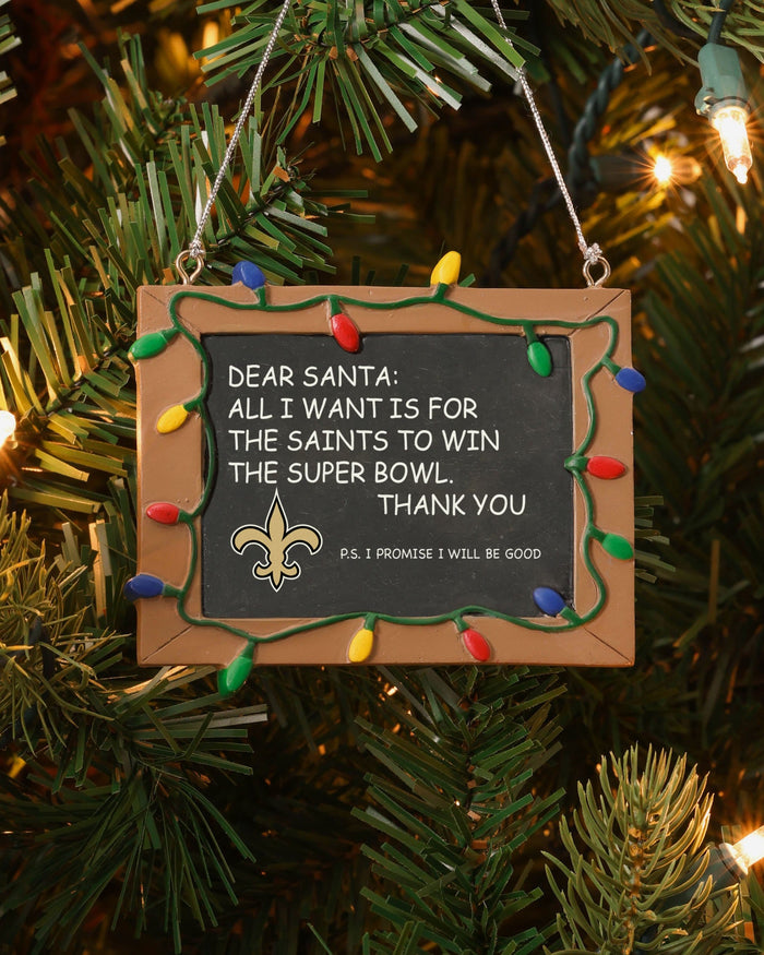 New Orleans Saints Resin Chalkboard Sign Ornament FOCO - FOCO.com