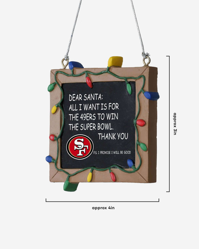 San Francisco 49ers Resin Chalkboard Sign Ornament FOCO - FOCO.com