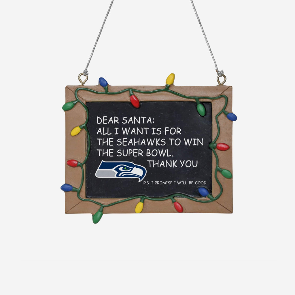Seattle Seahawks Resin Chalkboard Sign Ornament FOCO - FOCO.com
