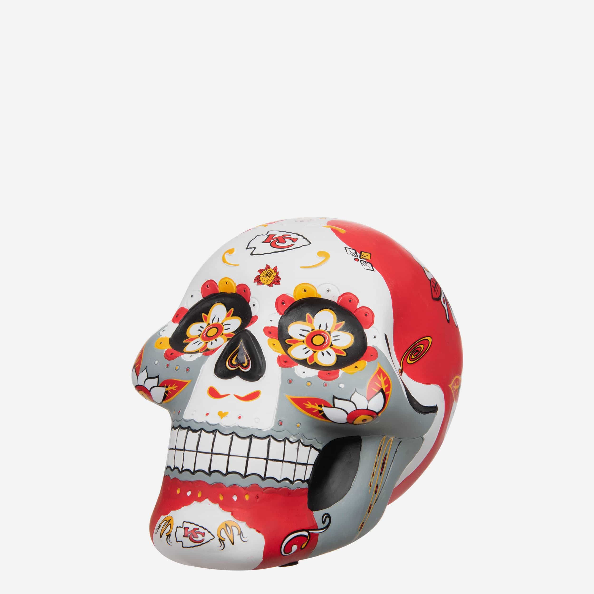 Kansas City Chiefs Day Of The Dead Skull Figurine FOCO