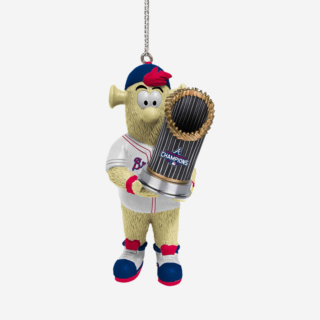 Atlanta Braves 2021 World Series Champions Mascot With Trophy Ornament FOCO - FOCO.com