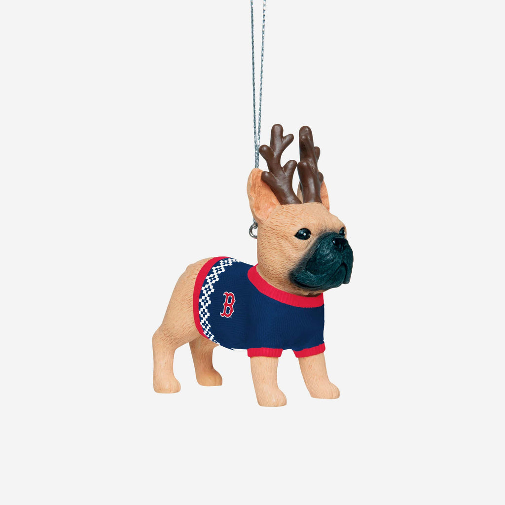 Boston Red Sox French Bulldog Wearing Sweater Ornament FOCO - FOCO.com