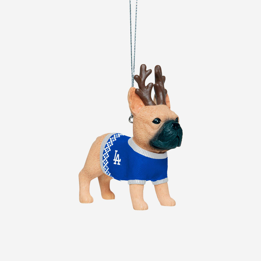 Los Angeles Dodgers French Bulldog Wearing Sweater Ornament FOCO - FOCO.com