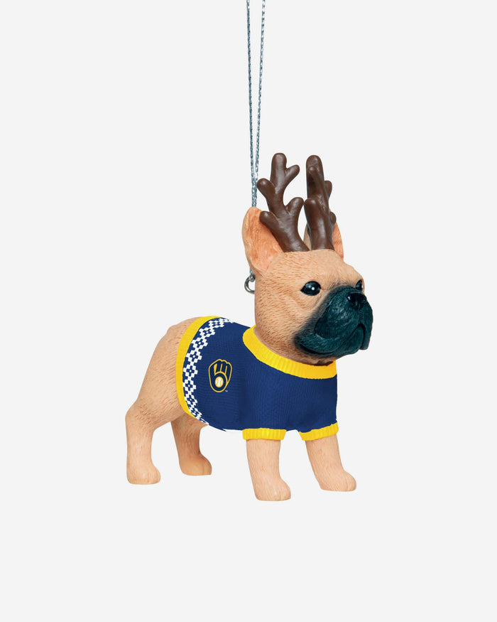 Milwaukee Brewers French Bulldog Wearing Sweater Ornament FOCO - FOCO.com