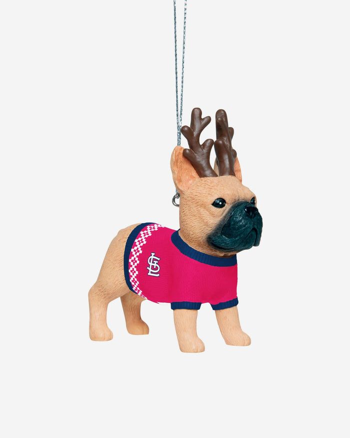 St Louis Cardinals French Bulldog Wearing Sweater Ornament FOCO