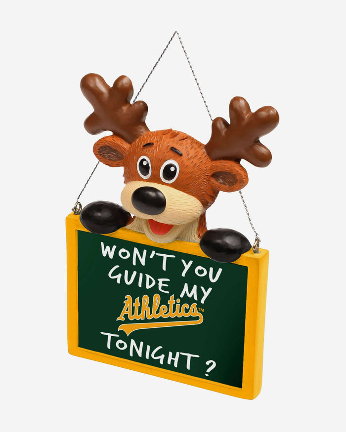 Oakland Athletics Reindeer With Sign Ornament FOCO - FOCO.com