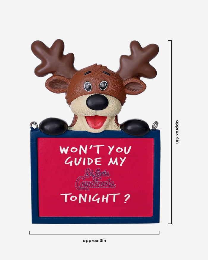St Louis Cardinals Reindeer With Sign Ornament FOCO - FOCO.com