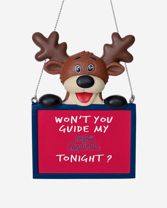 St Louis Cardinals Reindeer With Sign Ornament FOCO - FOCO.com