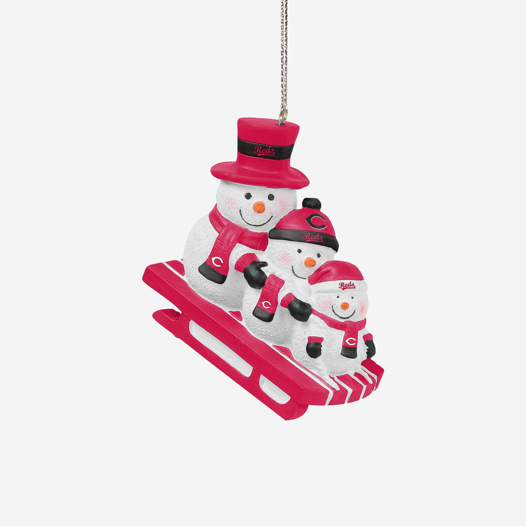 Cincinnati Reds Sledding Snowmen Ornament FOCO - FOCO.com