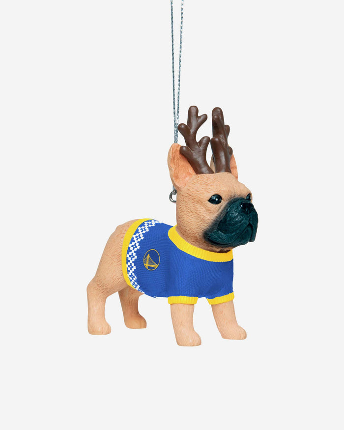 Golden State Warriors French Bulldog Wearing Sweater Ornament FOCO - FOCO.com