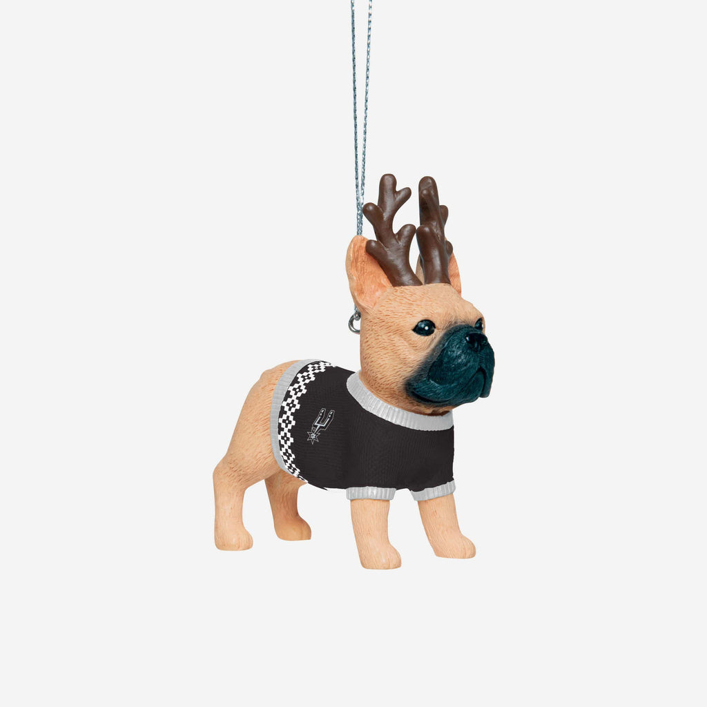 San Antonio Spurs French Bulldog Wearing Sweater Ornament FOCO - FOCO.com