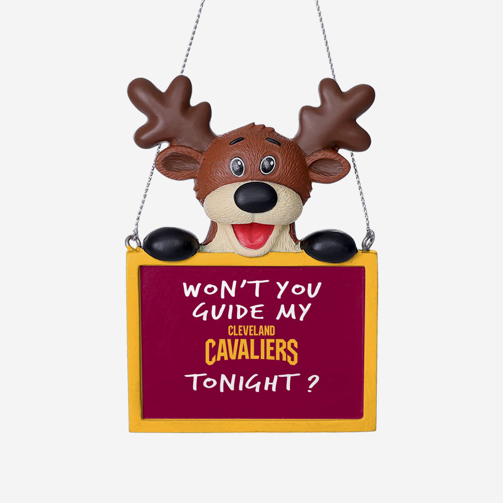 Cleveland Cavaliers Reindeer With Sign Ornament FOCO - FOCO.com