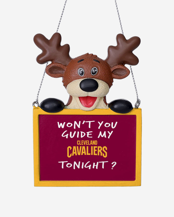 Cleveland Cavaliers Reindeer With Sign Ornament FOCO - FOCO.com