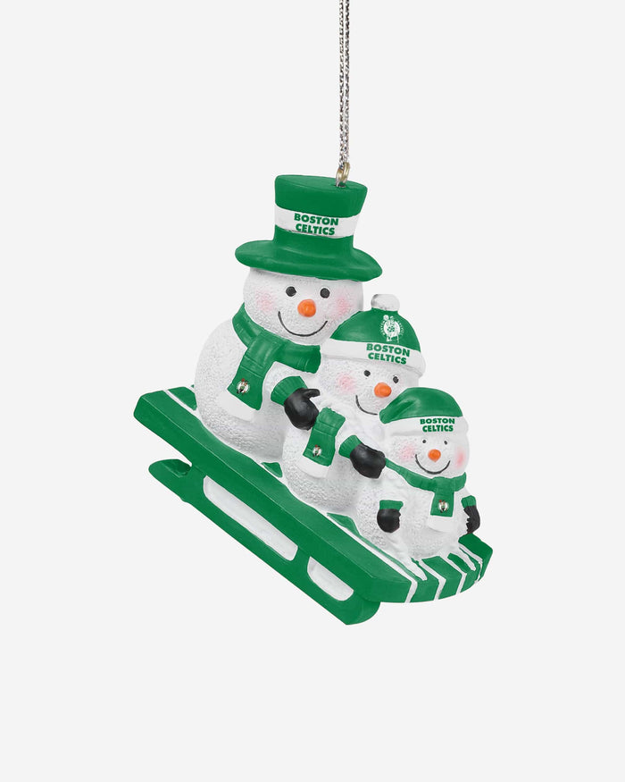 Boston Celtics Sledding Snowmen Ornament FOCO - FOCO.com