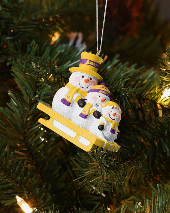 Los Angeles Lakers Sledding Snowmen Ornament FOCO - FOCO.com