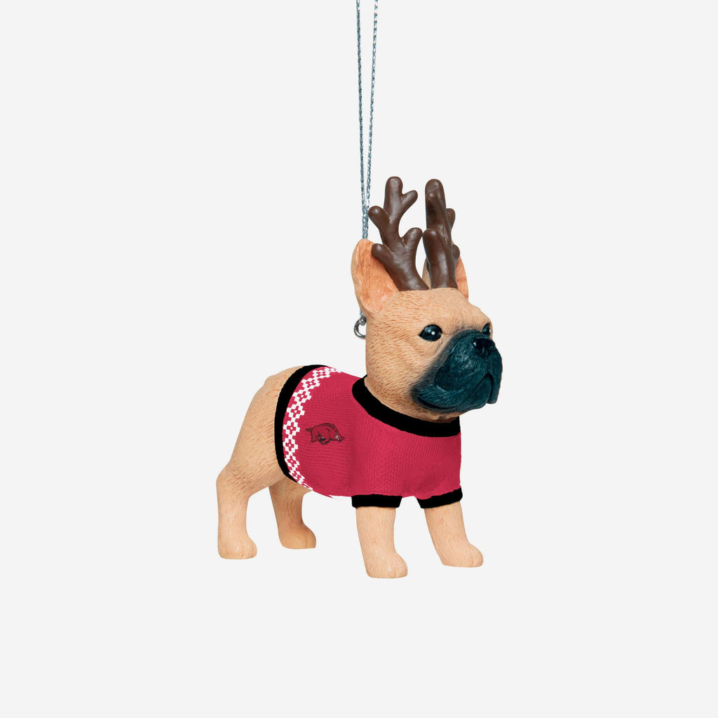 Arkansas Razorbacks French Bulldog Wearing Sweater Ornament FOCO - FOCO.com