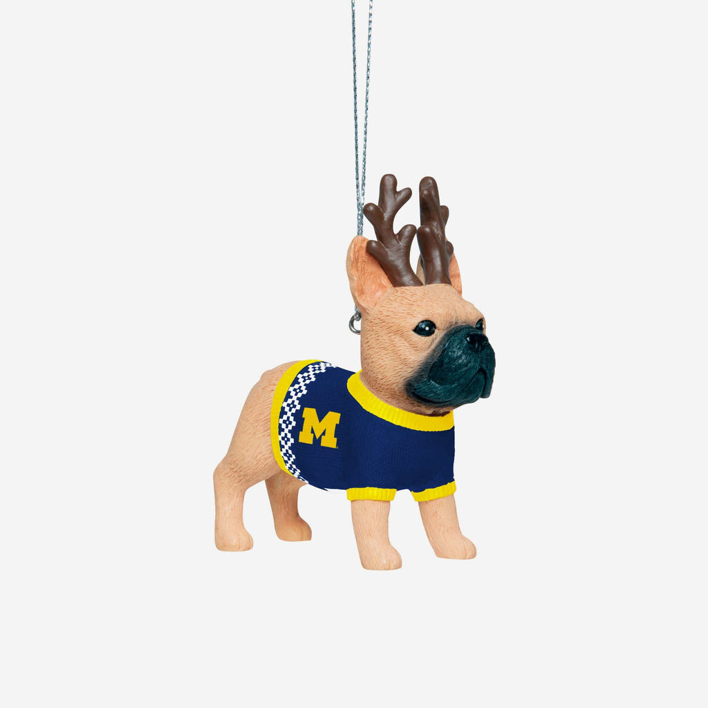 Michigan Wolverines French Bulldog Wearing Sweater Ornament FOCO - FOCO.com