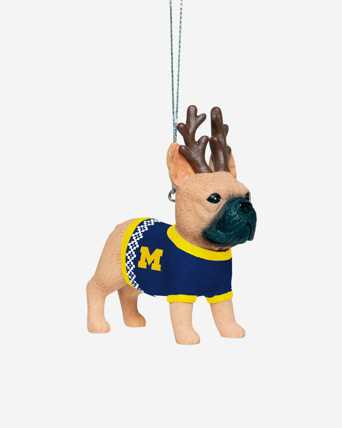 Michigan Wolverines French Bulldog Wearing Sweater Ornament FOCO - FOCO.com