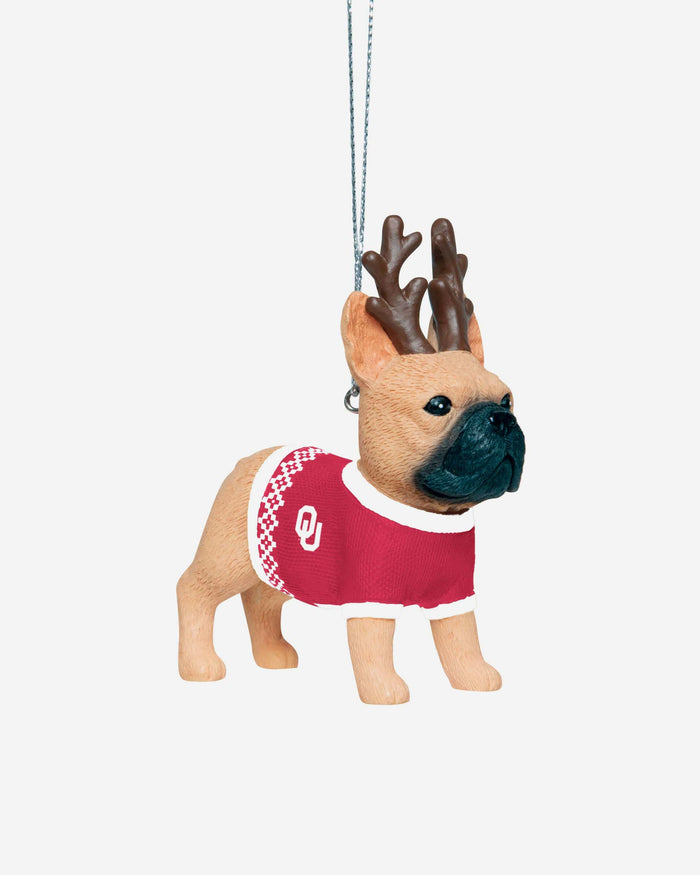 Oklahoma Sooners French Bulldog Wearing Sweater Ornament FOCO - FOCO.com