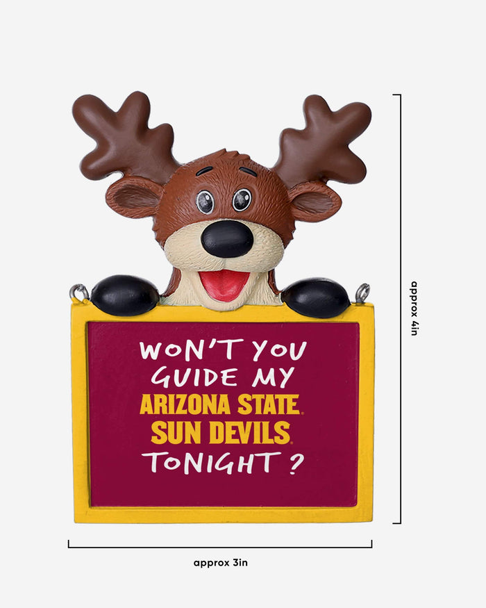 Arizona State Sun Devils Reindeer With Sign Ornament FOCO - FOCO.com