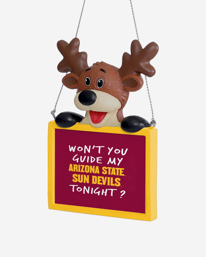 Arizona State Sun Devils Reindeer With Sign Ornament FOCO - FOCO.com