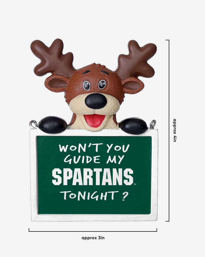 Michigan State Spartans Reindeer With Sign Ornament FOCO - FOCO.com