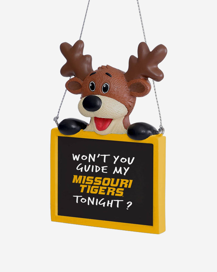 Missouri Tigers Reindeer With Sign Ornament FOCO - FOCO.com
