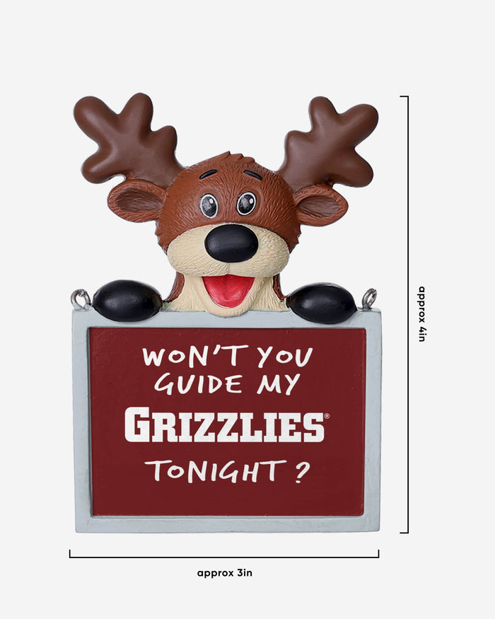 Montana Grizzlies Reindeer With Sign Ornament FOCO - FOCO.com