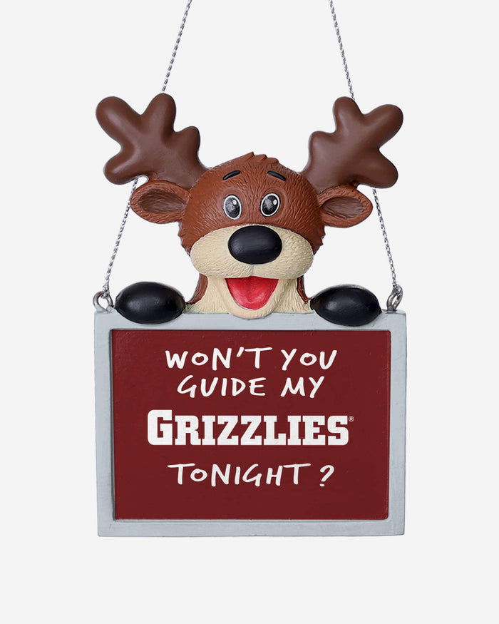 Montana Grizzlies Reindeer With Sign Ornament FOCO - FOCO.com