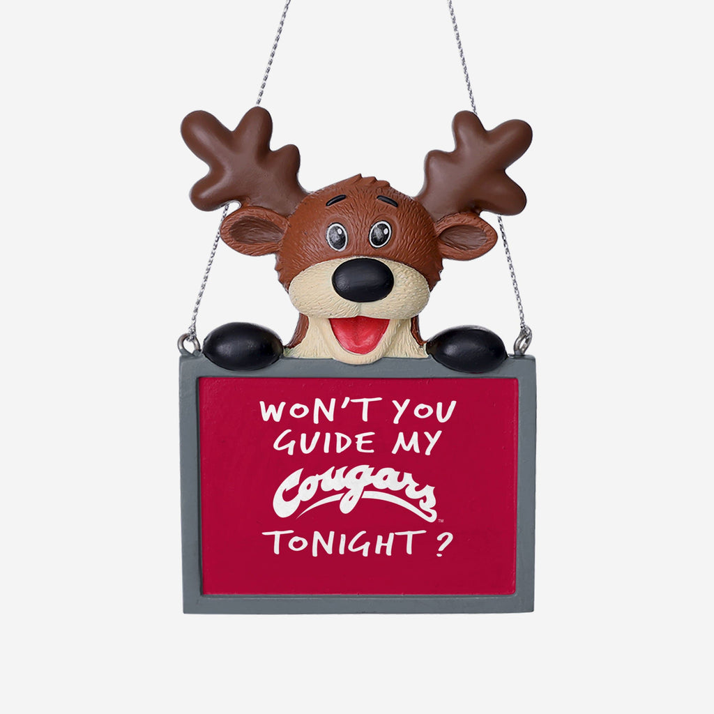 Washington State Cougars Reindeer With Sign Ornament FOCO - FOCO.com